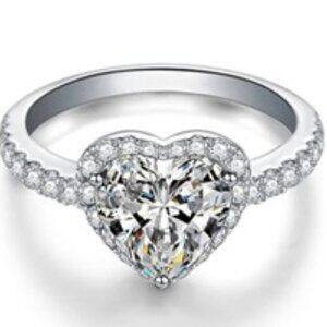 ❤Hollow Gemstone Zircon Thin Sweet Vintage Heart CZ Ring for Women,MARR9118